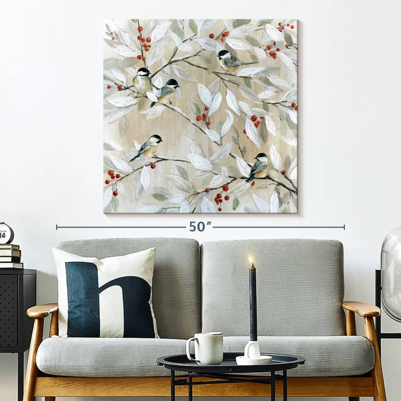 Brampt Winter Chickadees, 33" H x 33" W