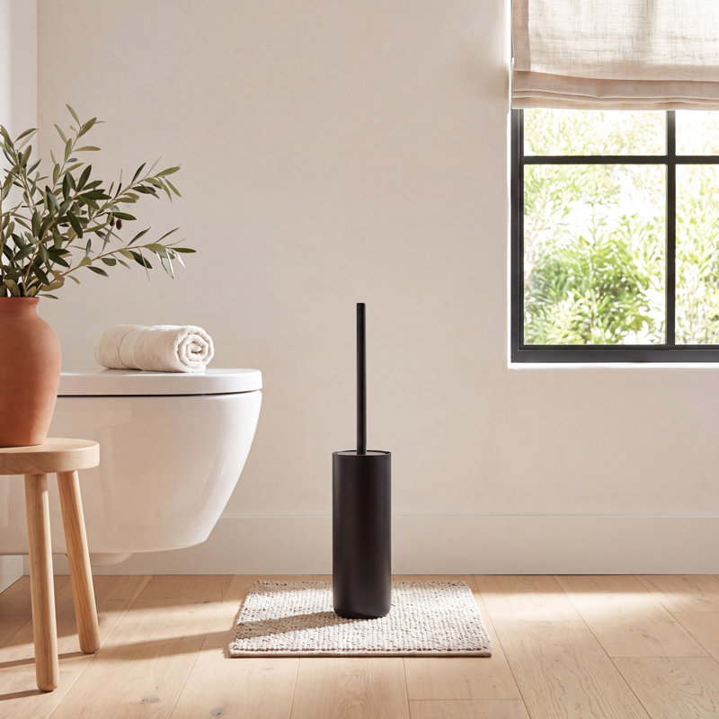 Modo 19,33 po H Brosse de toilette et support autoportant, Noir