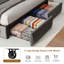 Full Size Bed Frame with Headboard and 2 Storage Drawers, Upholstered Bed Built-In LED Lights and Charging Station-1707135718