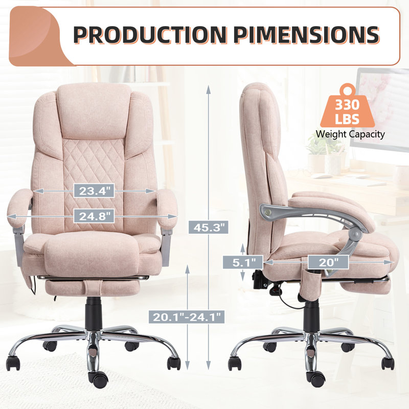 Katrein Ergonomic Heated Massage Executive Chair, Pink