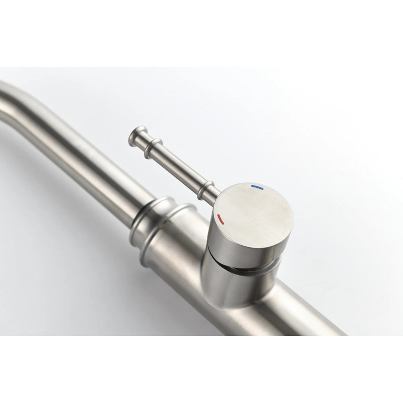 Robinet de cuisine à poignée unique et bec haut extractible, robinet d'évier en acier inoxydable avec douchette extractible, débit de 1,8 GPM