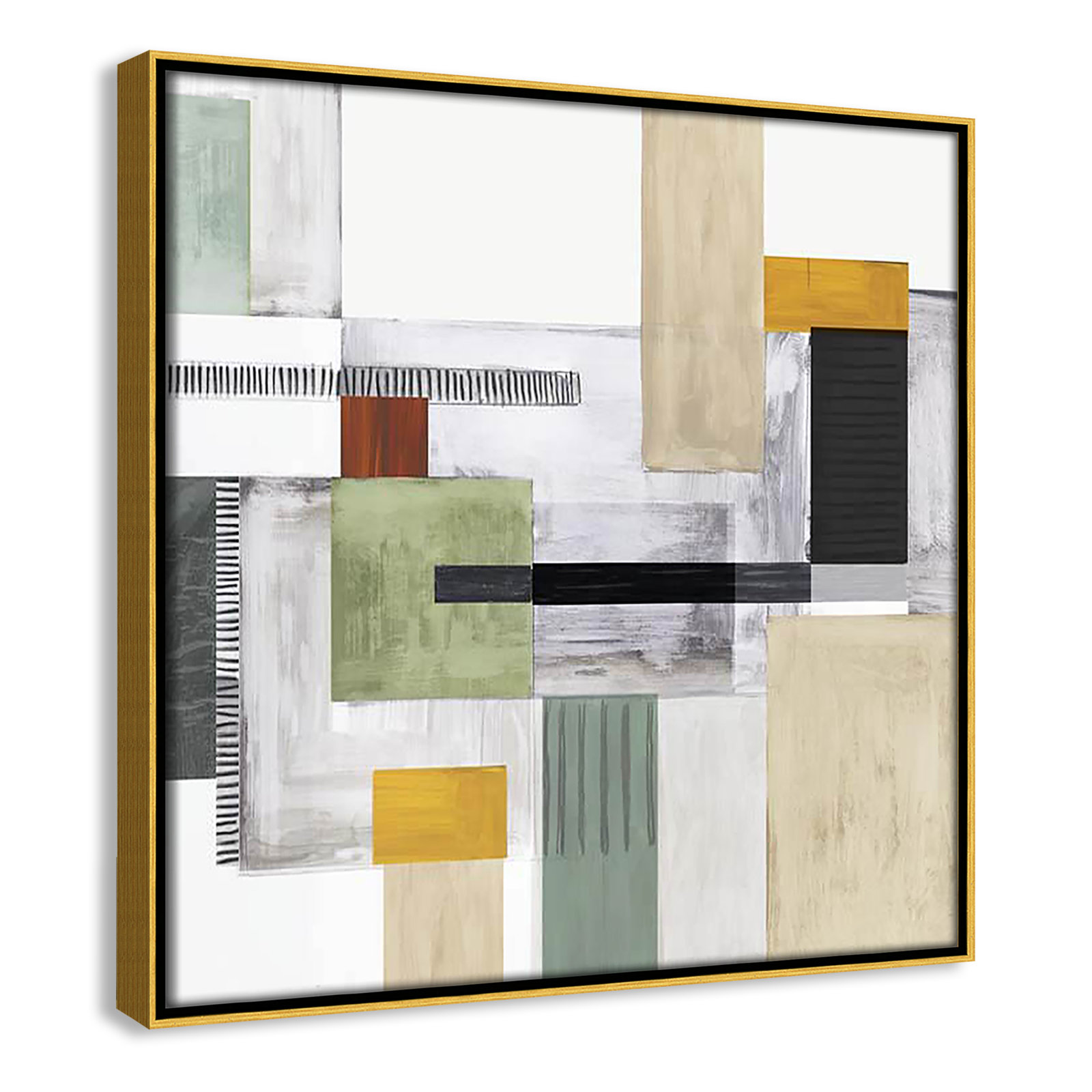 Playful Blocks Print, 13.5" H x 13.5" W x 2" D, Gold Floater Framed