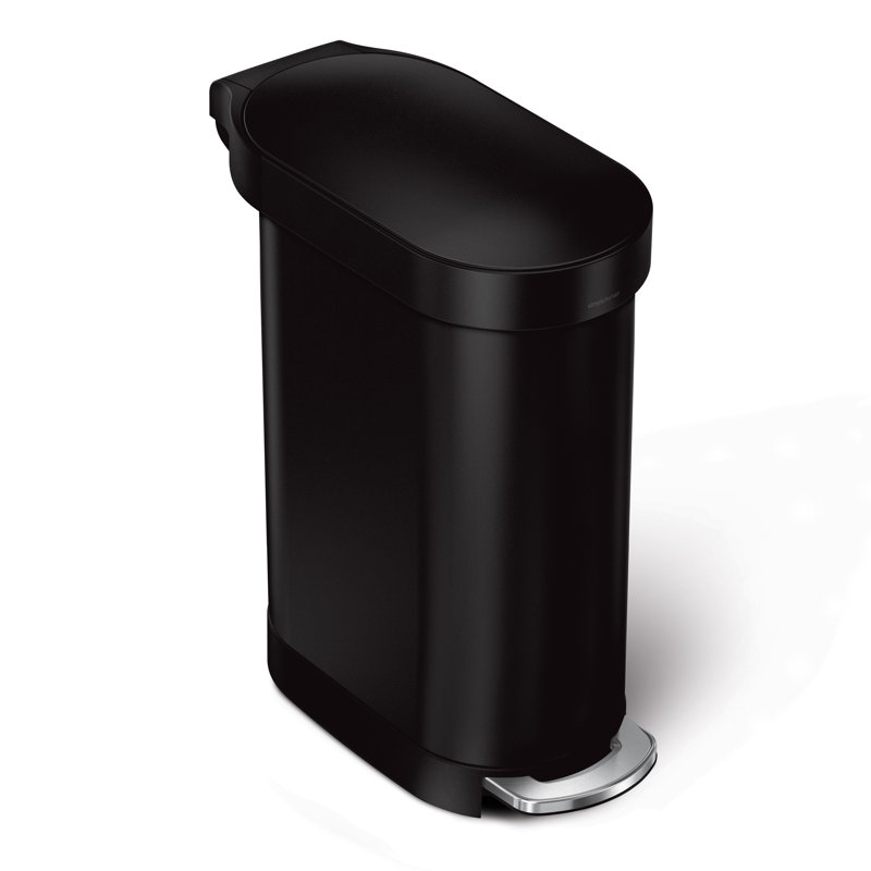 simplehuman 45L slim pedal bin, matte black steel