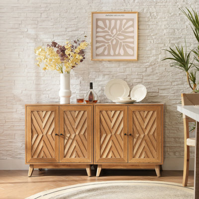 Ensemble de 2 armoires d'appoint 2 portes avec pieds en bois massif Maraiah Transitional