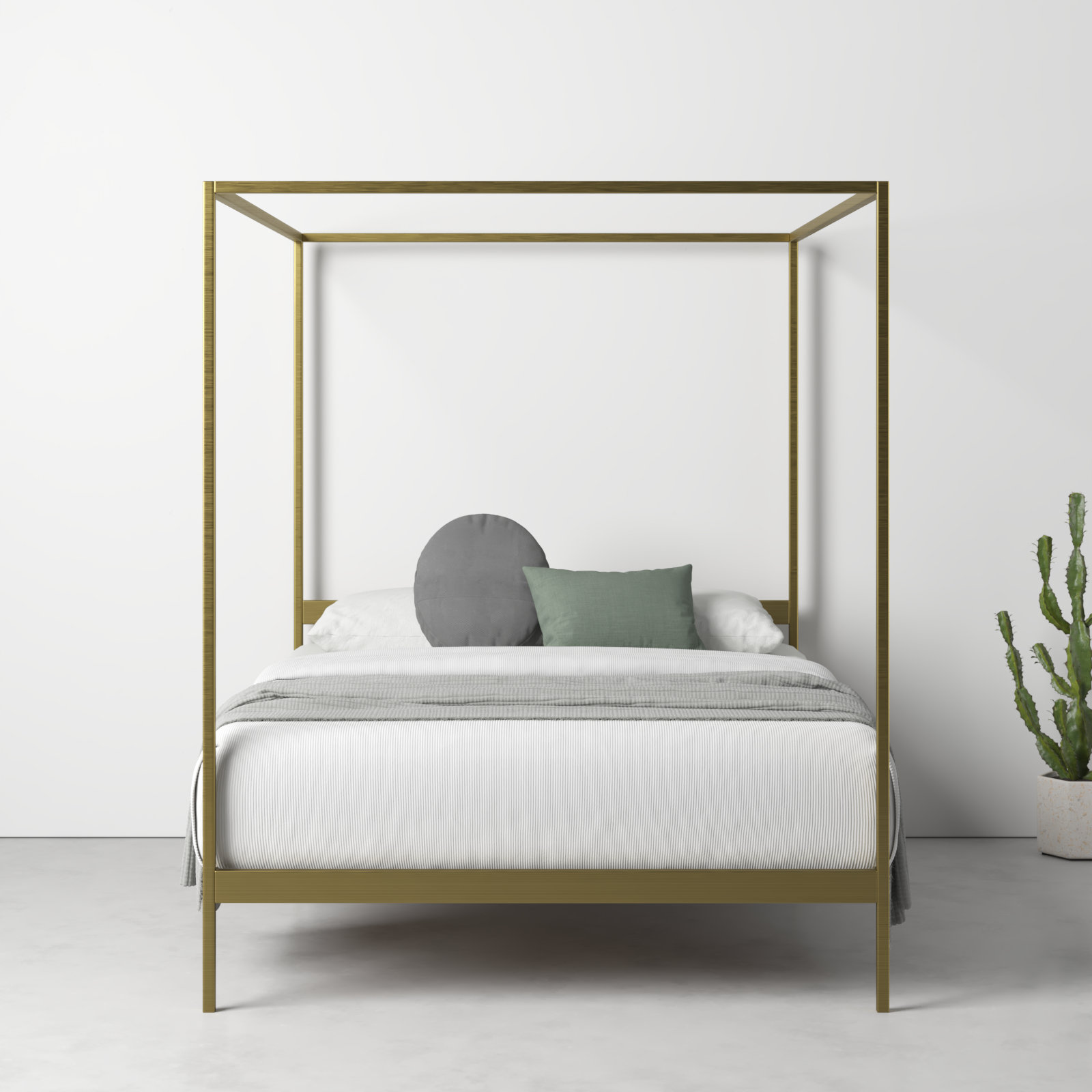 Aston Metal Canopy Bed, Queen, Gold, 80"