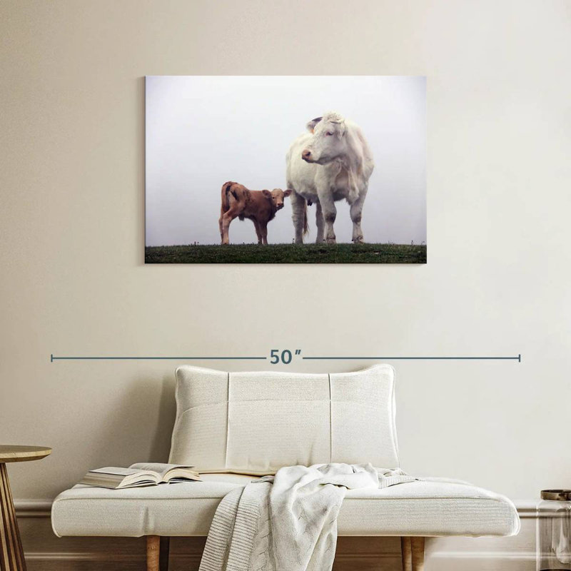 Brampt, mère et bébé vache, H 24 po x l 36 po