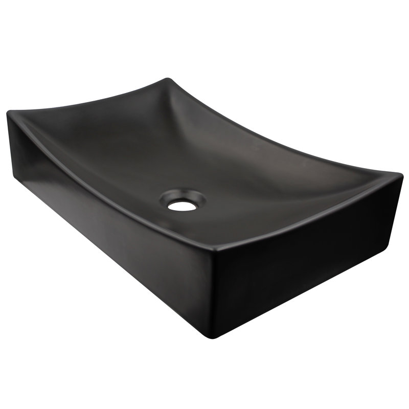 Novatto 21.75'' Black Porcelain Rectangular Bathroom Sink