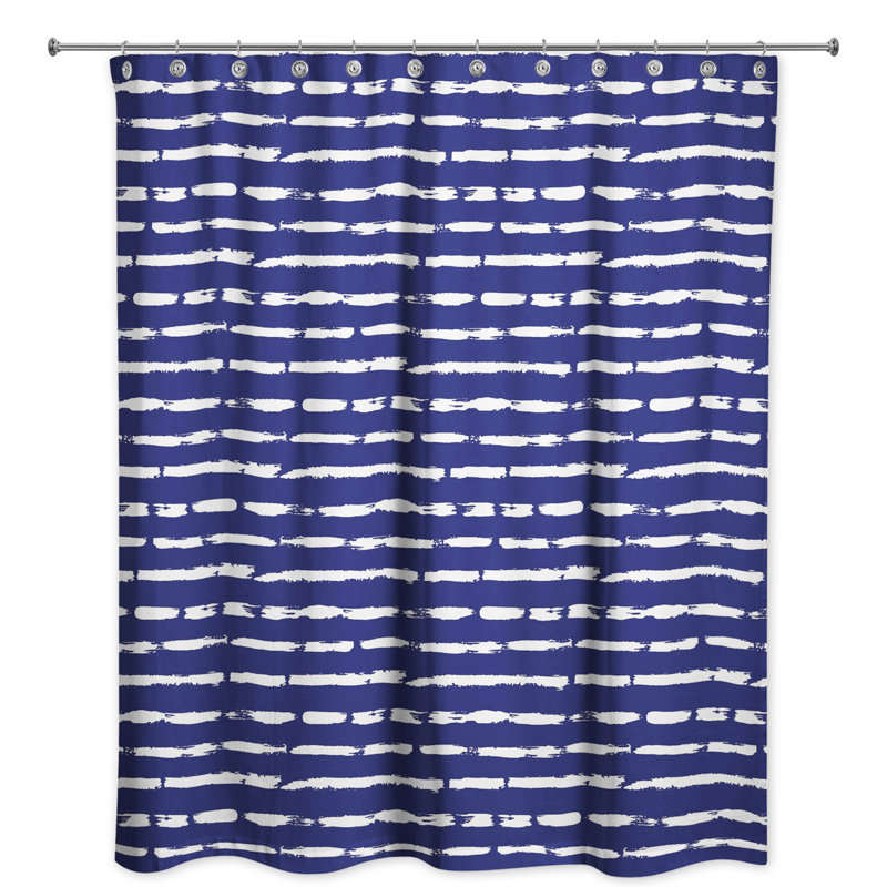  Rideau de douche rayé simple, Bleu marine/blanc