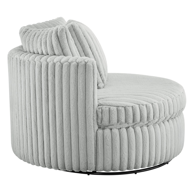 Fauteuil pivotant surdimensionné douillet et confortable avec siège à ressorts, gris, 32 po Fauteuil confortable à hauteur de bras, entièrement assemblé