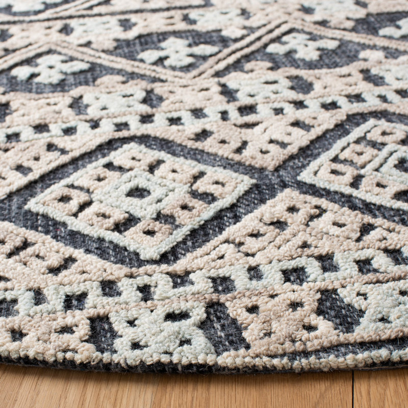 Hand Tufted Wool/Cotton Southwestern Rug in Beige/Gray, Rectangle 8' x 10'