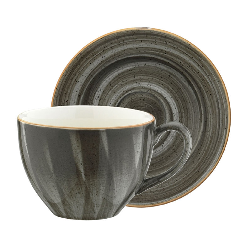 Tasse à cappuccino et soucoupe, 1, Gris