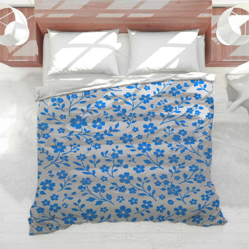 Édredon bleu à motif floral, Twin Extra Long