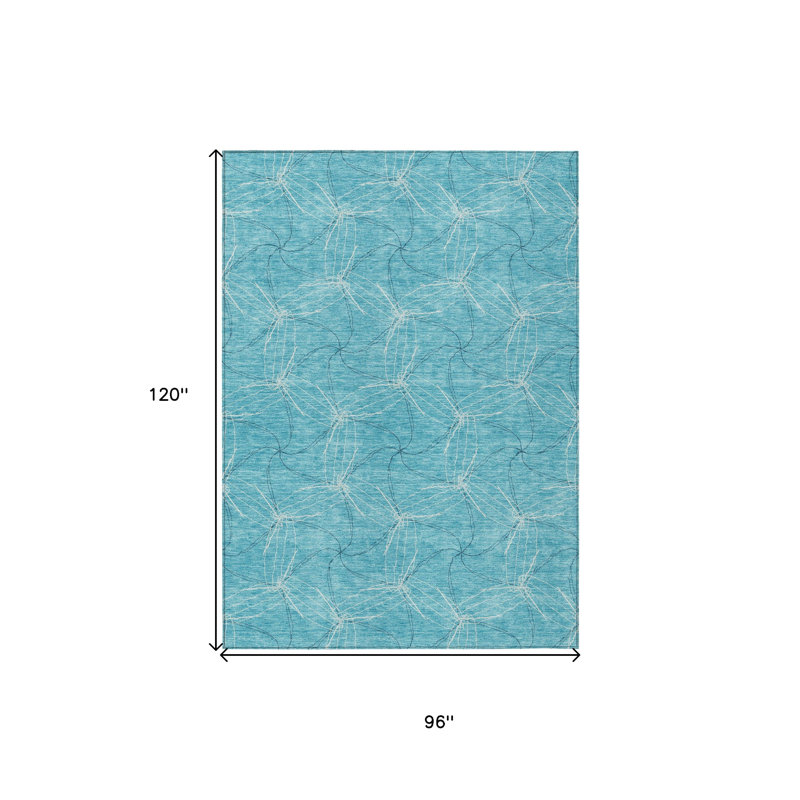 Tapis intérieur / extérieur lavable 8 pi x 10 pi turquoise et ivoire