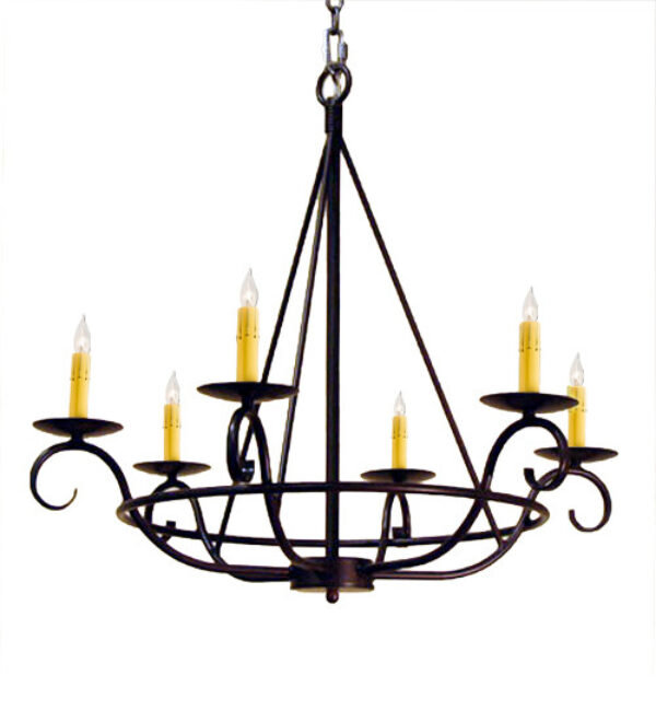 Estrella 6 - Light Chandelier, Rustic Iron, No Shade