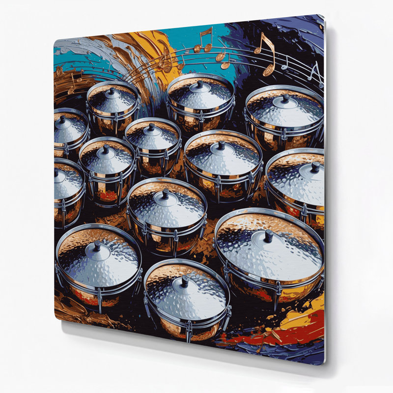 «Music Steel Drums», art mural en métal noir, H 12 po x l 12 po