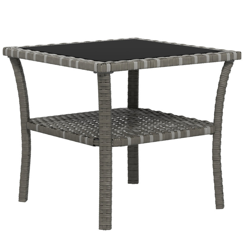 Outsunny Rattan Side Table （Only Include Table), Gray
