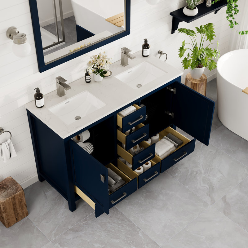 Ensemble de meuble-lavabo double 48 "London, Argent argent