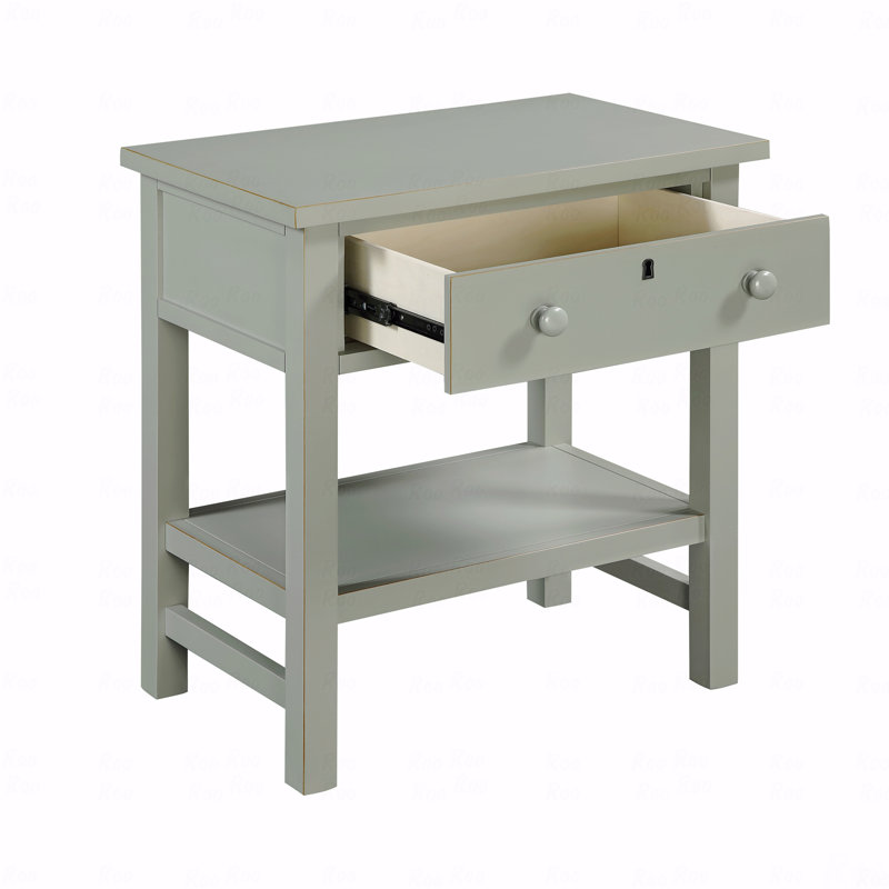 1-Drawer Storage Bedroom Nightstand, Gray