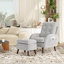 Chaise d'appoint rembourrée et repose-pieds avec dossier réglable à 6 niveaux-1082382265