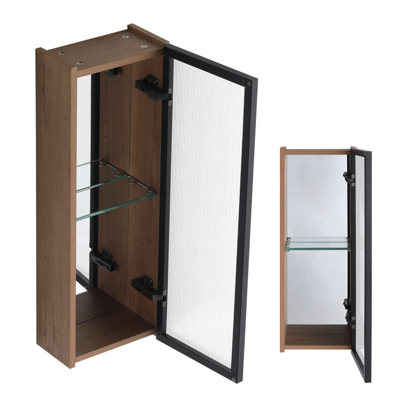 Ensemble de meuble-lavabo mural avec miroir et cadre noir avec étagère 30 po Yorenth - Table de maquillage flottante 30 po sans lavabo