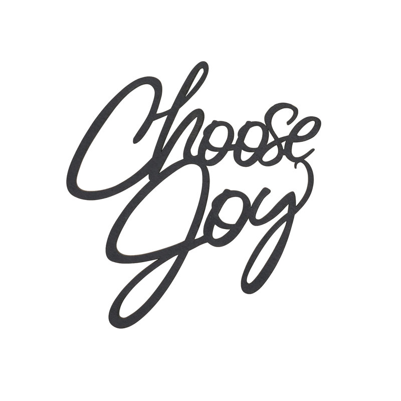 Choisissez la joie dans l'écriture d'inspiration murale sur plaque de bois rustique de 1/4 po d'épaisseur pour accrocher ou exposer une tablette dans le bureau de la cuisine ou la salle familiale - 9,25 x 10, noir