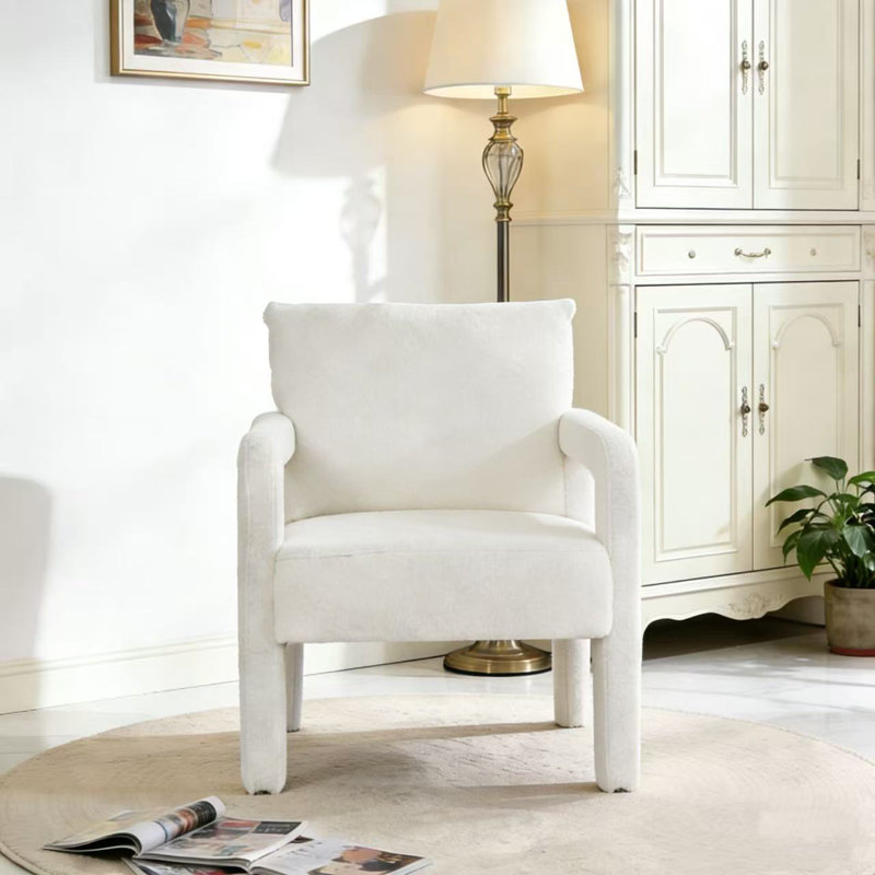 Upholstered Armchair, White Teddy