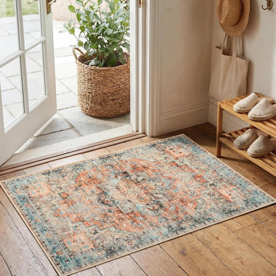 Rectangle Abstract Washable Area Rug