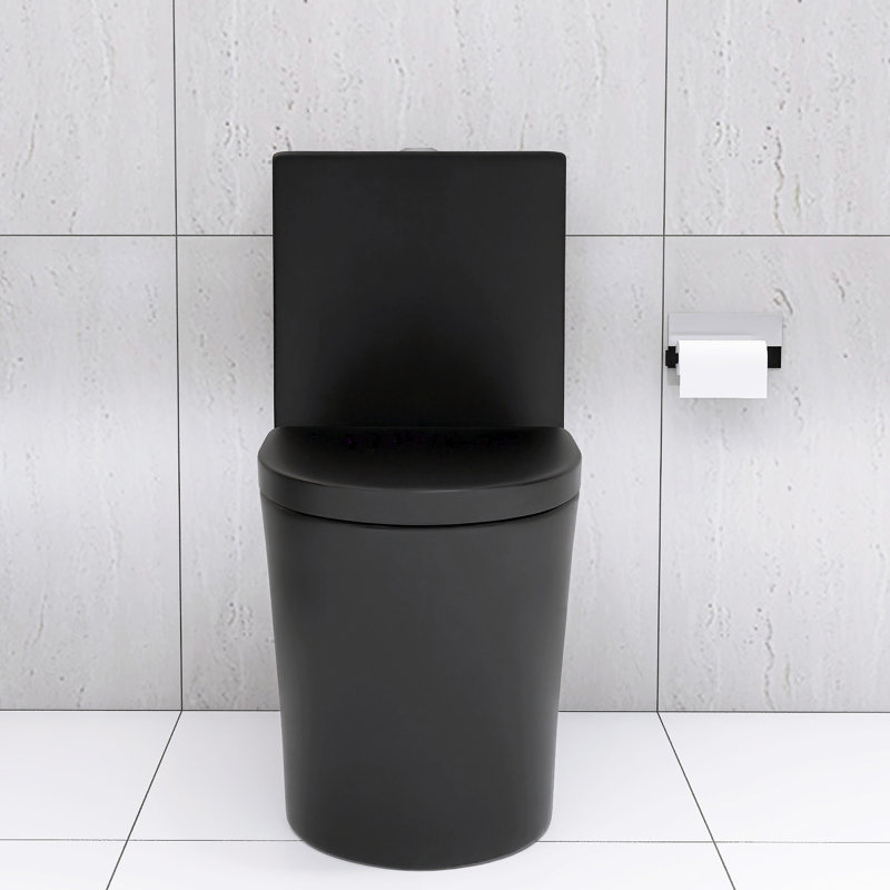Matte Black Toilet With Dual Flush, 1.1/1.6 , Space Elongated Design Bathroom In Black, Flush Efficient Water Usage, Black