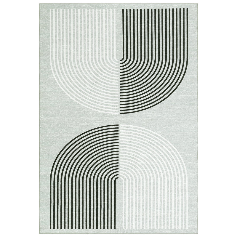 Modern Machine Washable Rug with Rubber Backing Geometric Non-Slip Area Rug for Living Room Bedroom Dining Room Office