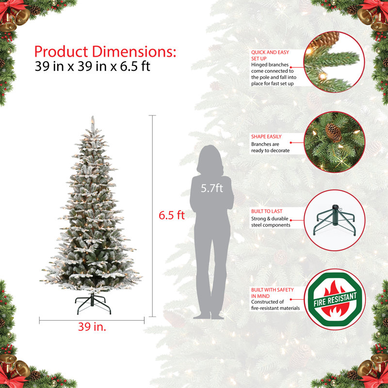 Lighted Fir Christmas Tree, 6.5'