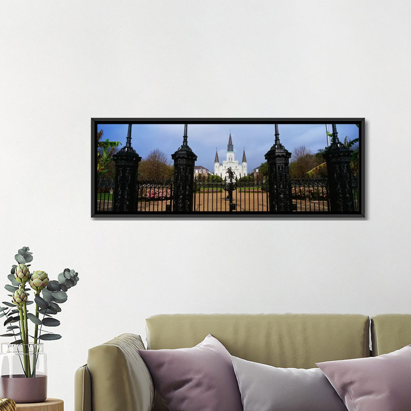 Vue panoramique de la cathédrale Saint-Louis, Nouvelle-Orléans, Louisiane - reproduction de photo sur toile tendue
