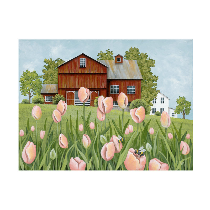 Art sur toile «Tulipes et bourdons», H 18 po x l 24 po
