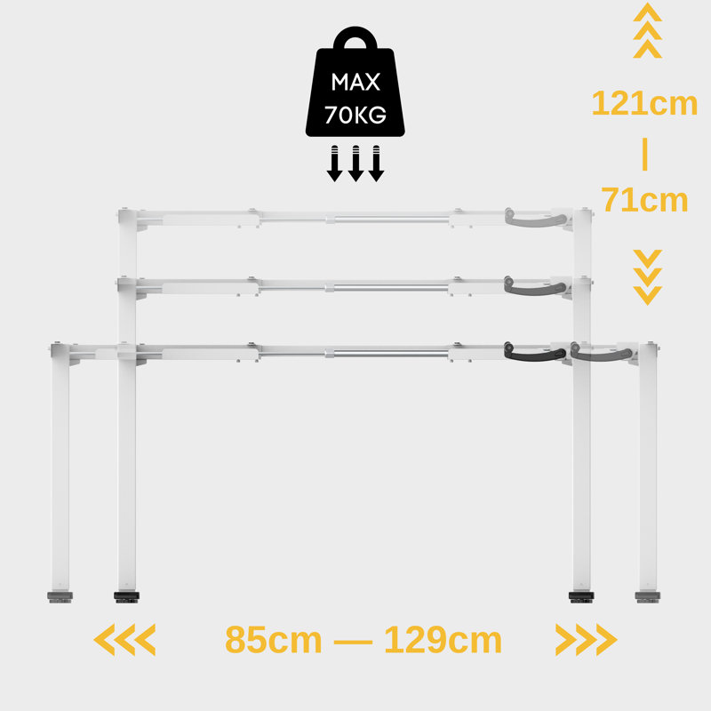 121cm H x 129cm W x 67cm D Desk Base, White