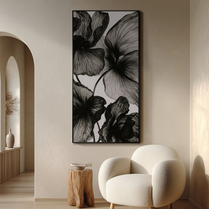 Extra Large Wall Art Fabric Print - Flowers Floral Botanical Artwork Artwork Decor for Living Room or Bedroom - "Frame Assembly Required (Unfinished Frame)"