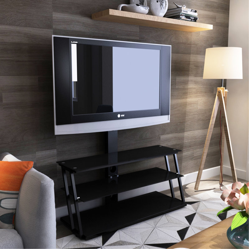 Meuble télé avec verre noir pour téléviseurs de 32 à 65 pouces et construction stable