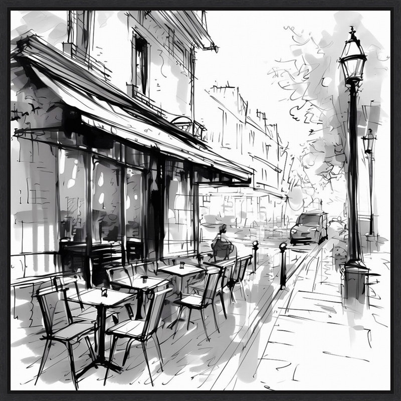 «Paris Cafe I» par Walker Noble, reproduction d'art sur toile encadrée, H 30 po x l 30 po