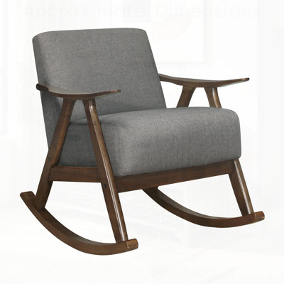 Fauteuil à bascule moderne avec revêtement en tissu gris et fini bois pour une assise confortable