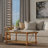 Elegant Tan 24x42x18 Inch Coffee Table with Open Rattan Shelf Storage-1255468705