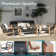 7 Person Outdoor Conversation Furniture Set Seating Group With Wood Pattern And Cushions