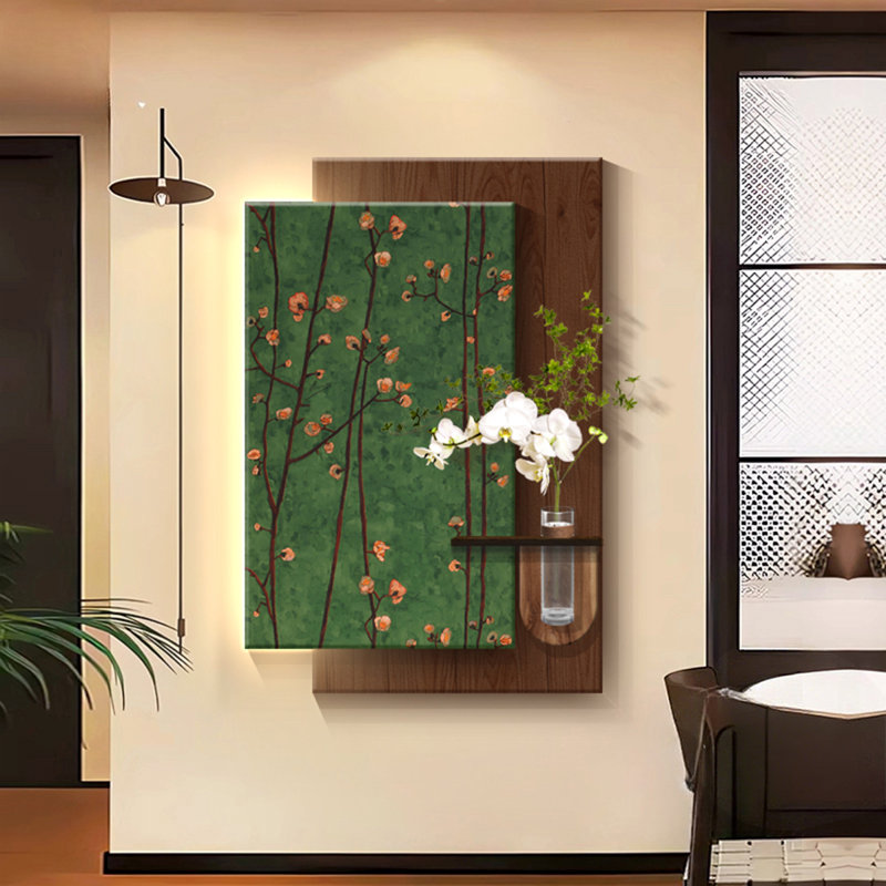 Brown + Green Rectangle Sandstone Wall art, 55.12" H x 44.09" W