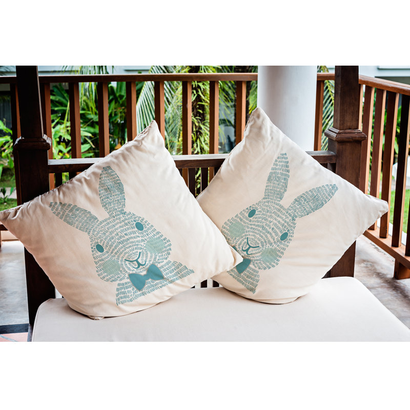 Housse et insert de coussin carré monochromes pour Pâques, 20 po x 20 po, Bleu explorateur