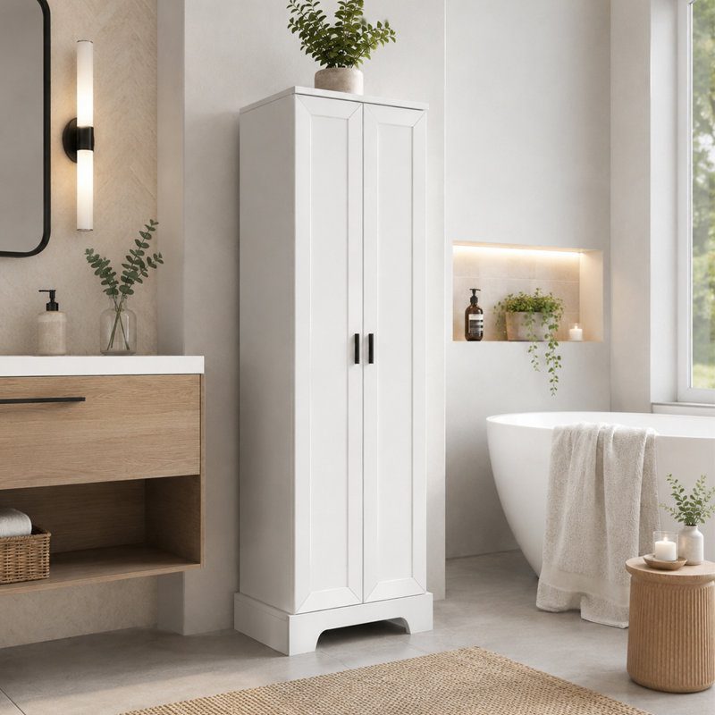 Harriett 71.2'' Freestanding Bathroom Cabinet, White