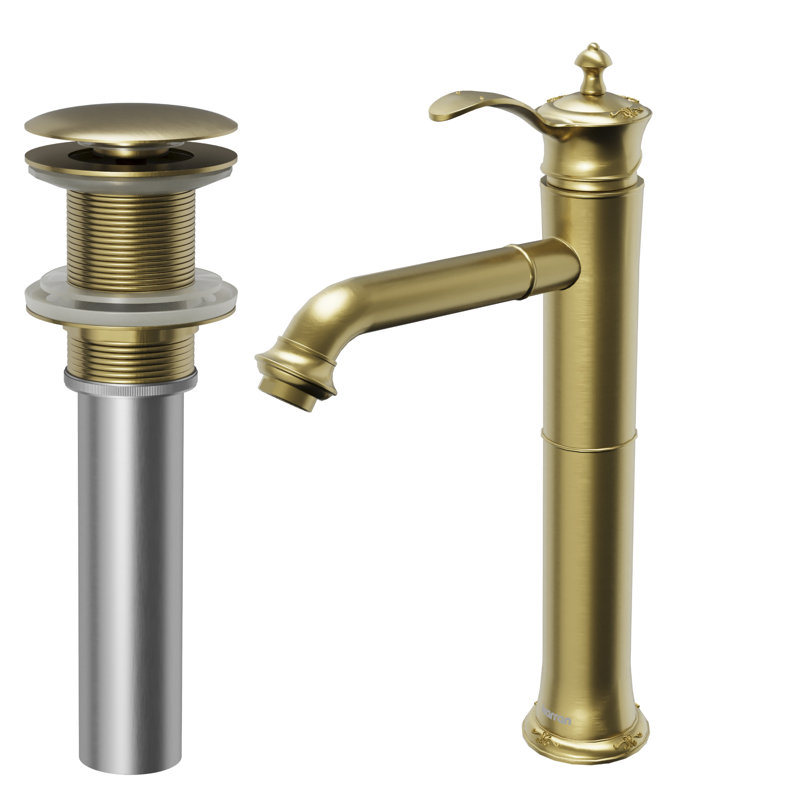 Robinet de salle de bain vasque avec bonde, Or brossé