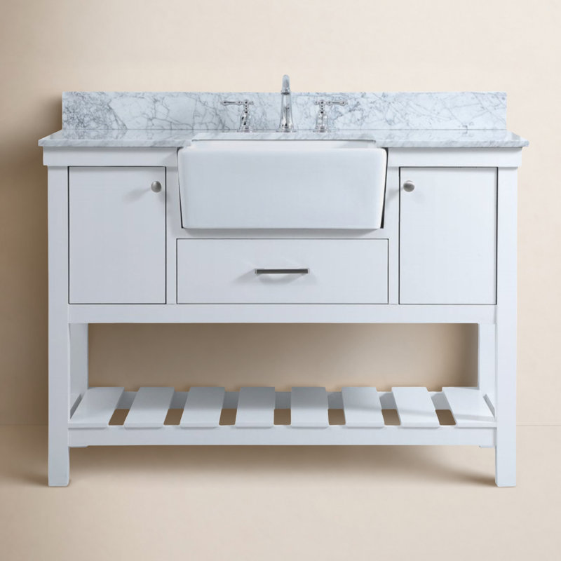 Pelaghia 48'' Single Bathroom Vanity with Marble Top, Green