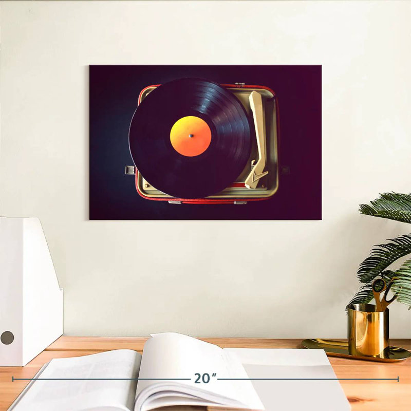 Compact Record Player, 8" H x 12" W