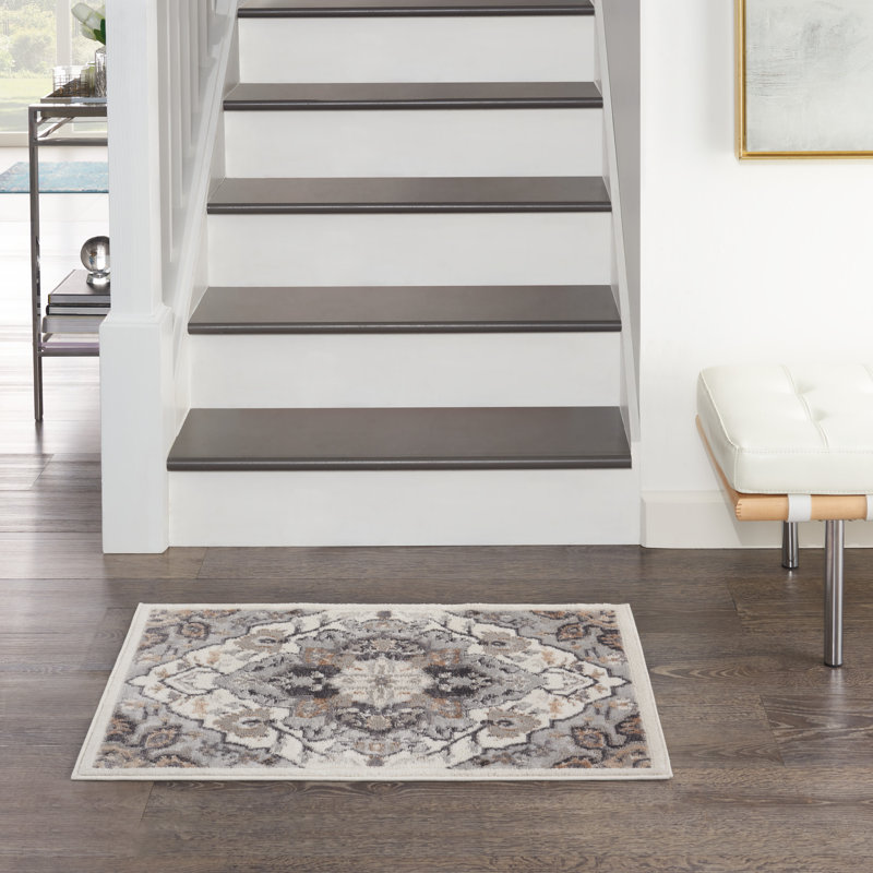 Tapis oriental gris / ivoire / brun Berendt, Rectangle 7 pi 10 po x 9 pi 10 po