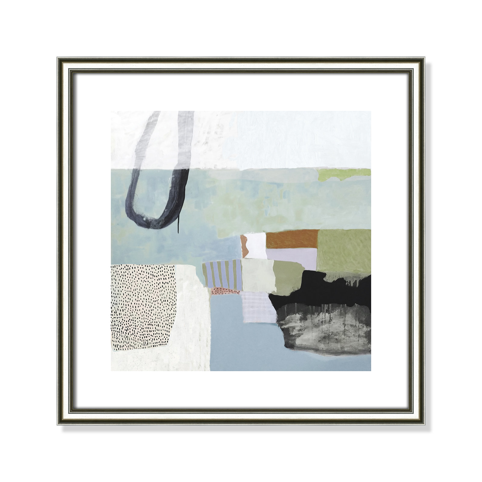 Blue Rhythm by Nathaniel Mather - Painting Print, Silver Framed Paper, White, 18.25" H x 18.25" W x 0.875" D