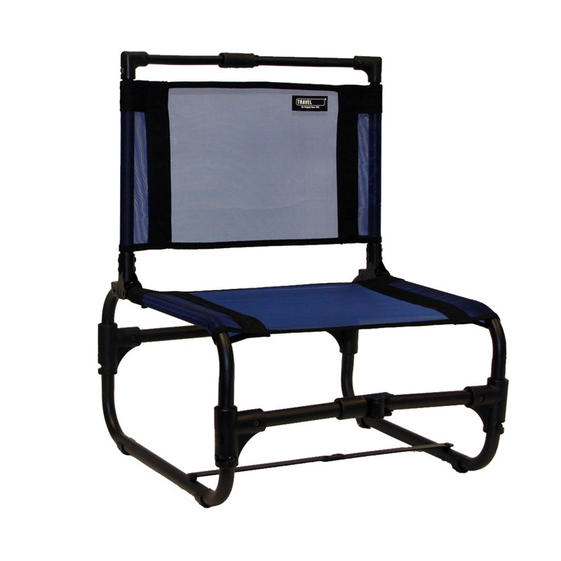 Blue Portable Folding Camping Chair with Arms and Steel Frame