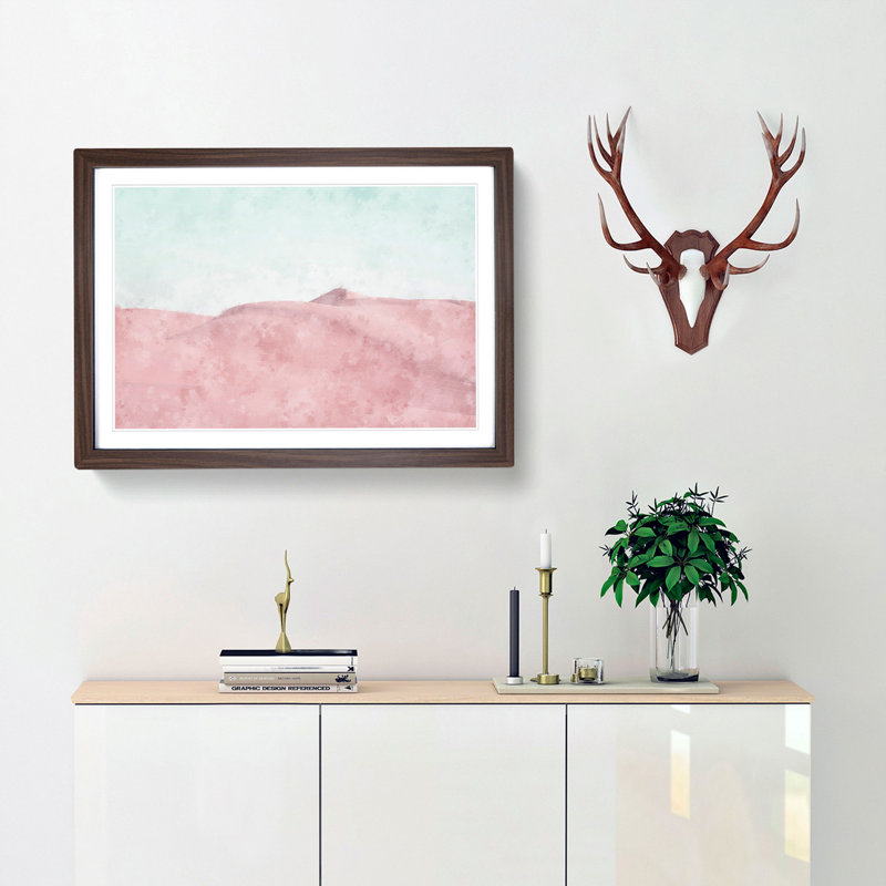 The Sand Dunes In Southern California - Single Picture Frame Painting on MDF, 62cm H x 87cm W x 2cm D, Walnut
