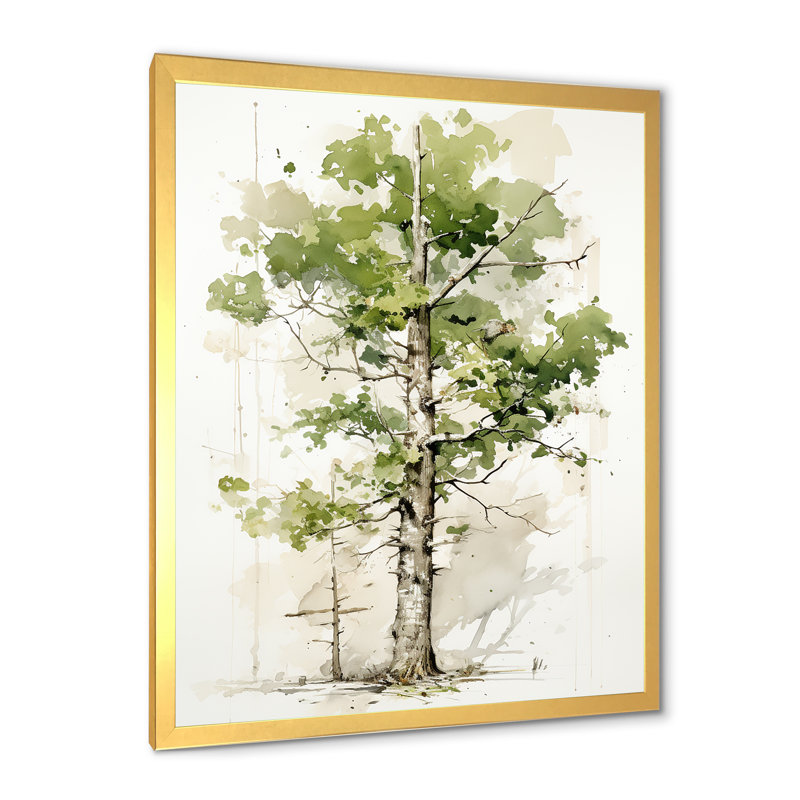 Vert, témoin de l'âge sycomore - arbre, sycomore, art mural, H 44 po x l 34 po x P 1,5 po, Cadre doré simple